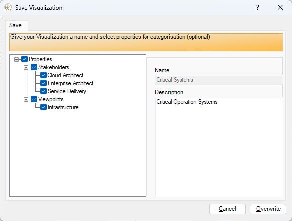 Save Visualizations to quickly redraw Architecture Blueprint diagrams.